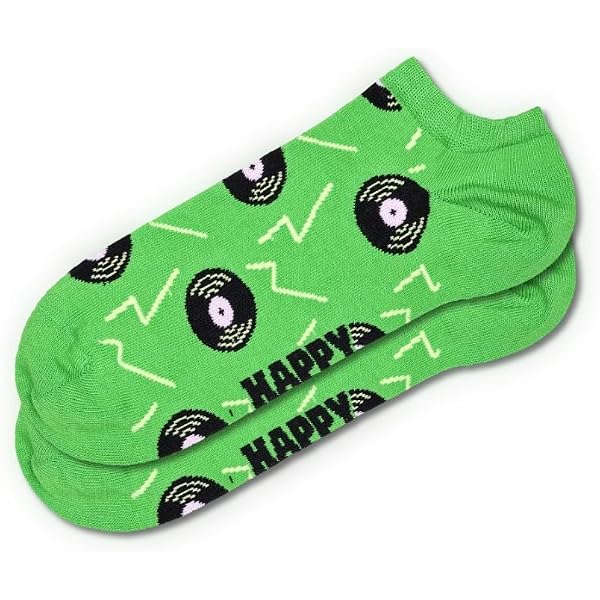 Happy Socks Calze Vintage Vinyl Green - Cotone Morbido Con Motivo Disco