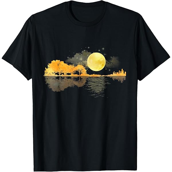 Gitarre Natur Mond T-Shirt - Retro Design Für Gitarristen & Musiker