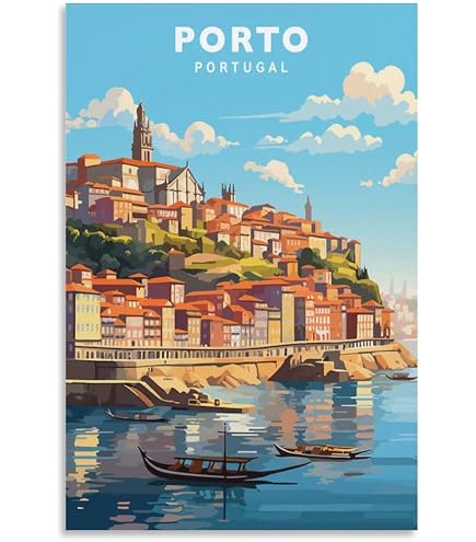 Poster Vintage Porto Portugal 20x30 Cm - Décoration Murale Pour Salon, Bureau, Chambre - Impression Haute Qualité, Imperméable, Sans Filigrane
