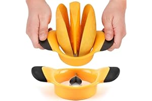 Coupe-mangue - Séparateur de mangue - Épluche-mangue et divise la mangue en quelques secondes avec poignée antidérapante (noir/jaune)