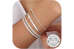 CASSIECA 3 bransoletki damskie, srebro wysokiej próby 925, zestaw bransoletek, regulowane, z możliwością noszenia warstwowo, biżuteria dla kobiet i dziewcząt