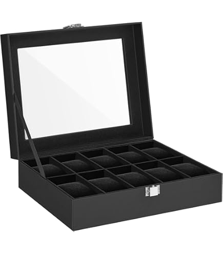 Boîte De Montre Haut De Gamme Pour Homme 12 Compartiments En Bois A Deux Niveaux Pour Homme Avec Support De Montre Et Tiroir Noyer