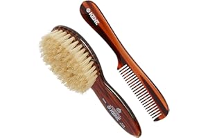 Kent Tortoiseshell Effect Soft Natural Bristle Baby Brush and Comb Set