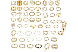TTPSRY 60 Stücke Gold Knöchel Ringe Set für Damen Stapelbare Ringe Fingerringe Boho Vintage Midi Knuckle Ring Minimalistisch