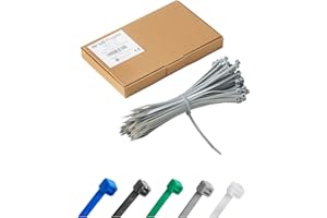 Haus Projekt Szare opaski kablowe 200 x 4,8 mm, wytrzymałe, 100 szt. przemysłowych wielofunkcyjnych plastikowych opasek na zamek błyskawiczny, do użytku wewnątrz i na zewnątrz, zarządzanie kablami,