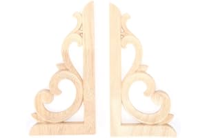 Buachois 2pcs Wood Carved Corner Applique, Handcrafted European Style Decor,Woodcarving Decal DIY for Home Wall Cabinet Door Furniture