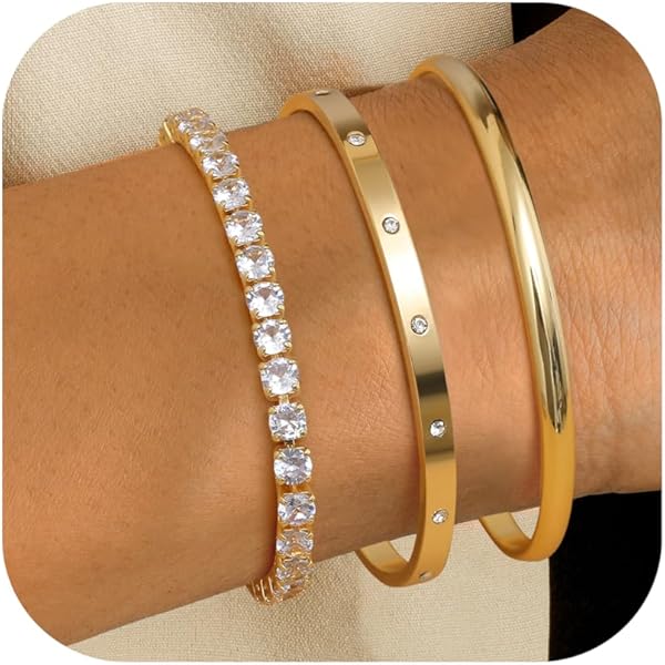 JewelryWe Bracelet Rivière En Acier Inoxydable Avec Oxyde De Zirconium