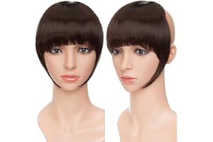 SEGO Frangia Clip Capelli Extension Frangetta Finta Frontale Clip in Hair Bang Fascia Unica Corta Capelli Lisci 30g Marrone Scuro