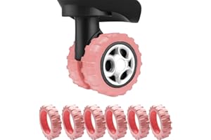 AmiCera Suitcase Wheel Protectors, 8 Pcs Off Road Luggage Wheel Covers, Luggage Accessories, Silicon Meterial Noise Reduction Anti Scratch, Travel Suitcase Wheel Covers (Pink, Small)