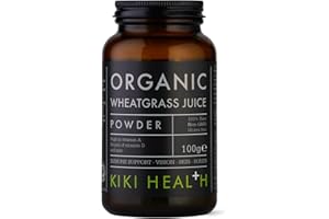 KIKI Health Organic Wheatgrass Juice Powder 100g, High Chlorophyll Content | Naturally Rich in Vitamin A, D & Zinc, Support Immune System, Vision, Skin, & Bones | Non-GMO & Gluten Free