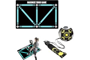 Lotvic Alfombra de Entrenamiento de Fútbol con Cinturón Ajustable, 60 x 90 cm Fútbol Esterilla, Tapete de Entrenamiento para Pasos de Fútbol, Antideslizante