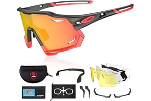 X-TIGER Occhiali Da Ciclismo Con 5 Lenti Occhiali Bici MTB Intercambiabili per Ciclismo Corsa Guida Pesca Golf Baseball Corsa CE Autentica