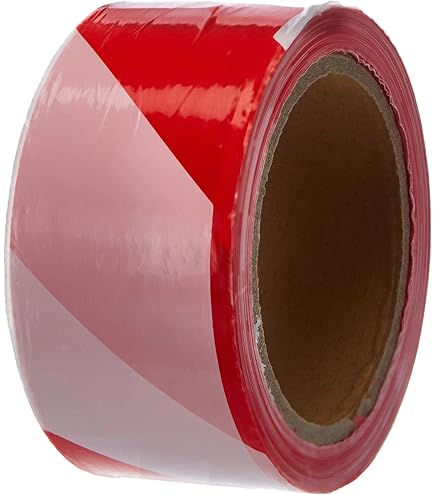 Ruban De Signalisation Chantier 50 Mm X 500 M - Rouge Et Blanc Diagonale - Polyéthylène Résistant - Lot De 3 Rouleaux
