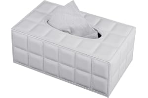 XNONE Portapañuelos de Papel in Cuero,Rectángulo Caja de Pañuelos de Papel,con Fijación Magnética,Servilletero para la Oficina en Casa,Decoración de Coche Automotive,Blanche