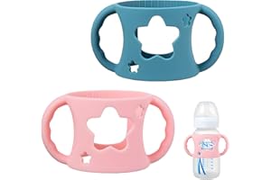 ZKFSIE 2-Pack Set in Blue and Pink Mam Bottle Handles, Encourages Independent Drinking for Babies, Easy-Grip Design for Wide-Neck Bottles, Ideal for Home, Daycare, and On-The-Go Feeding