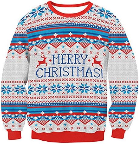 Uranus Women Appreal Merry Christmas Combo Striped Pullover Funny Xmas Sweatshirt