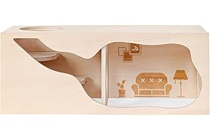 Marchul Hamster Hideout Wooden House Chamber Small Animals Pets Tunnel Exploring Toys for Dwarf Hamsters, Syrian Hamsters, Gerbils, Hedgehogs, Rats, Mice (Livingroom)