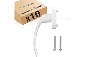 ANTE BELLUM Maniglia per finestre in alluminio bianco di alta qualità - Accessorio sicuro ed elegante per finestre e porte con perno lungo 35 mm. Adatta alla maggior parte delle finestre (10 pezzi, Bianco)