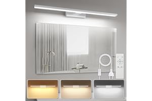 APONUO LED Mirror Light with Switch, 18 W, 80 cm, 1800 lm, 3000 K - 6000 K, Dimmable Bathroom Mirror Light with Remote Control, Stainless Steel, Make-Up Lighting, IP44, 800 mm Wall Light, Picture