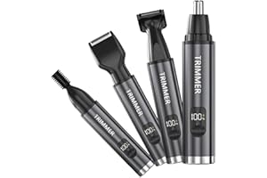 KPFIGHT Tagliapeli Naso e Orecchie, Tagliacapelli Ricaricabile via USB, 4 in 1 Taglia Capelli Naso Multifunzionale per Barba, Sopracciglia e Capelli del Viso con Display Per Uomini E Donne