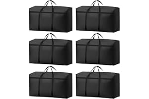 KOMABLEN Lot de 6 100L Rangement Vêtement, 600D Oxford Imperméable Sac Rangement Vêtement, Sac Demenagement Grand Format Rangement Sous Lit Habits Pour Oreillers, Édredons, Couvertures