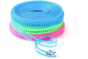 KHDULQ 3 Pcs 5M Corde A Linge, Corde à Linge en Nylon, Fil A Linge Exterieure, Fil à Linge Camping, Corde A Linge Exterieur Für Indoor- Und Outdoor-Campingbügel, Blau/Grün/Pink