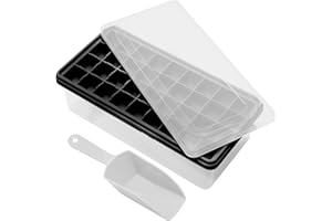 CZWL&HG Cubiteras para Hielo de Silicona Cuadrada, Con tapa y Hieleras Con cuchara, Fácil liberación Apilables Bandeja de 36 moldes de silicona, Sin BPA,Cubiteras para hielo grande, Ice Cube Tray