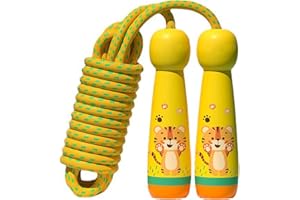 JYWYBF Skipping Rope Kids with Wooden Handle, Soft Cotton Jump Rope for Children, Tangle Free Adjustable Skipping Ropes for Girls Boys, Skipping-rope Children's day Gift
