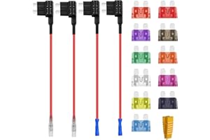 AUKENIEN Estándar Portafusibles 12V Fusibles Coche Robacorrientes Adaptador Porta Fusible Add A Circuito con Hilo Inline Portafusible con 2A 3A 5A 7,5A 10A 15A 20A 25A 30A 35A 40A Standard Fuse