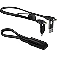 Rolling Square inCharge XL 30 cm - Keychain with USB-C Cable, Universal Smartphone Cable, Gift for Men, 6-in-1 Universal Charger, Technical Gadget, Black, Lightning Cable 100W