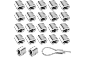 SAIJIAN 90 Pezzi Manicotto in Alluminio M5 Ghiere in Alluminio Morsetti in Alluminio Morsetto Maniche per 5 mm Corda in Acciaio Fune Cavo