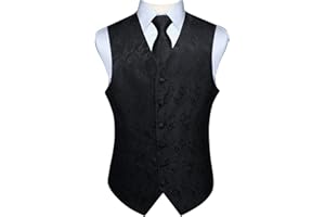 Enlision Chaleco y corbata floral jacquard paisley para hombre y traje de chaleco cuadrado
