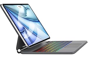 WINCHKING Clavier pour iPad Air 13 2024 - Magic Keyboard pour iPad AIr 13 Pouces, iPad Pro 12,9 Pouces (6ème / 5ème / 4ème / 3ème), Trackpad Multi-Touch,Rétroéclairage 7 Couleurs, AZERTY