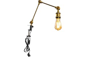 FSLiving Retro Klemmleuchte, Justerbar Clip-on Skrivbordslä, Guld Clamp Sängbord med Flexibel Arm, 1x E27-fattning max. 60 Wa