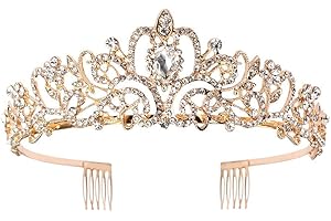 TITIVATE Tiara Crystal Crown Wedding Tiara Bridal Tiara Crystal Rhinestone Tiara Crown Princess Tiara, Crystal, Rhinestone, Alloy,