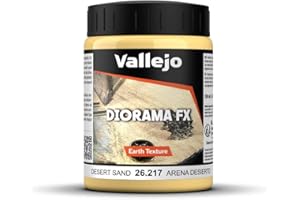 Vallejo Diorama FX Arena du Désert 200 Ml. Peinture Acrylique à Base d'Eau pour Textures de Sable dans Dioramas et Maquettes. Couleur Marron Clair, Haute Densité.