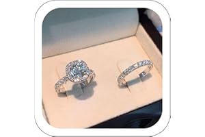 JMWEDIA Luxury 925 Sterling Silver Bridal Ring Sets Large Diamond Cut CZ Engagement Rings Vintage Promise Rings Wedding Bands for Women