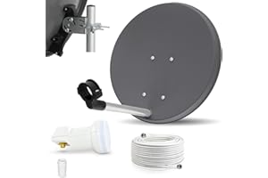 COMAG Digitale Camping Sat Anlage Spiegel 40 cm Single LNB 0,1 dB + Koaxialkabel 10m Kabel Balkon Caravan Mobil Schüssel Antenne OPTICUM für HDTV HD Sky 3D 4K geeignet