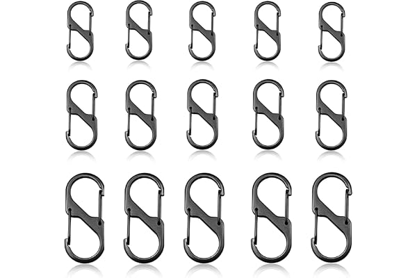 XPOOP 15 Pièces Mousquetons en Forme de S, en Métal, Mousqueton Plastique Noir, Mini S Forme Mousqueton Clips, Double Mousquetons D'ouverture