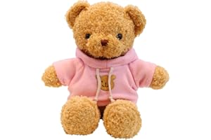 LGWJHCY Orsacchiotto Peluche Giocattolo,30 cm Teddy Bear con cappuccio Giocattolo Stampa Zampa, Peluche, Simpatico Peluche Giocattolo Regalo (Rosa)