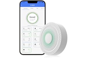 UbiBot 9-in-1 Air Quality Monitor AQS1, PM1/2.5/10, TVOC, CO2/eCO2, Température et humidité, Alertes multiples, Connexion WiFi/RS485/LAN