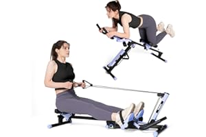 TODO 3 en 1 Maquina de Remo para Casa, Multifuncional Máquina Remo con 2 Intensidades Regulable, AB Maquina Abdominales Remo Fitness Silenciosa para Uso Doméstico, Máxima 120KG