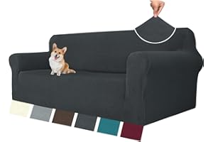 YSTELLAA Elasticizzato Copridivano 3 Posti, Universale Copri Divano Con Braccioli, Moderno Copridivani Elasticizzati, Copridivano Antigraffio Gatto, Sofa Cover Antiscivolo Lavabili, Grigio Scuro
