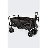 Foldable Camping Trolley 180 Kg Capacity Portable Beach Camping Shopping Black with Terrain Suitable Tires