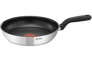 Tefal Comfort Max 20cm Stainless Steel Frying Pan – Durable Non-Stick Pan with Thermo-Spot Heat Indicator, Induction Compatible Base, Comfortable Grip Handle, G7260244