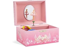Jewelkeeper Ballerina Jewellery Box for Girls with 1 Pull-out Drawer, Pink Crown Design Music Box, The Swan Lake Tune, Kids Jewellery Box for Girls Birthday Presents