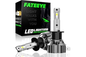 FATEEYE H1 Automotive Car LED Headlight Bulbs Conversion Kit 50W Fanless Design 10000 Lumens Xenon White 6500k (H1)