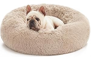 Spocado County Hundebett, Flauschiges Donutbett für Hunde & Katzen, weiches Polyester, maschinenwaschbar, Anti-Rutsch-Noppen, robust & langlebig (Beige, 80 x 80 x 20 cm)