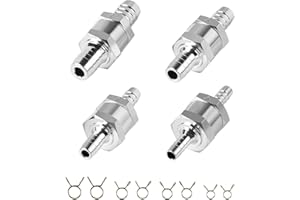 SWAWIS 4 Piezas Válvula Antirretorno de Retorno de Combustible Set 6/8/10/12mm in Aleación de Aluminio, con 8 Abrazaderas, para Sistemas de Combustible Gasolina Gasóleo Aceite