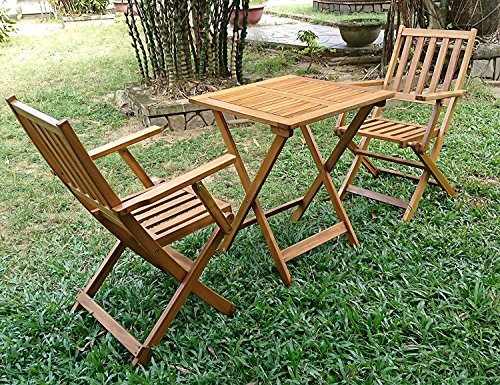SAM® Robuste Gartengruppe Chile 3tlg., aus Akazienholz, bestehend aus 1 x Tisch + 2 x Klappstuhl, geölt, Garten-Tischgruppe, schöne Maserung, massives Holz, klappbar, Sitzgruppe aus Akazien-Holz - 4